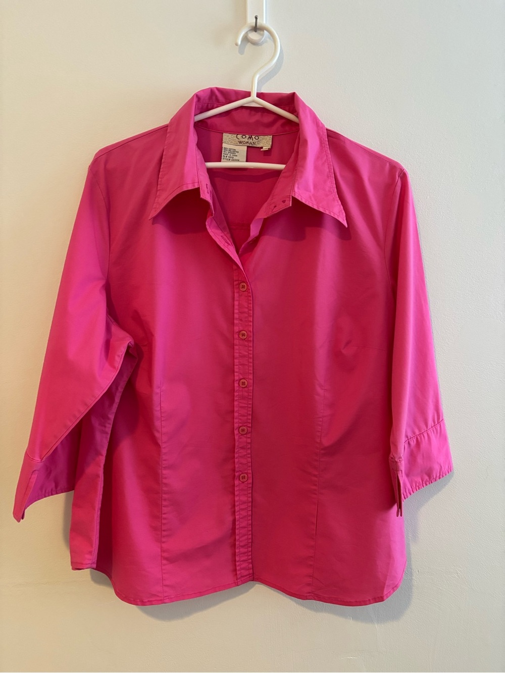Vintage Women's Hot Pink Button-Up Shirt
